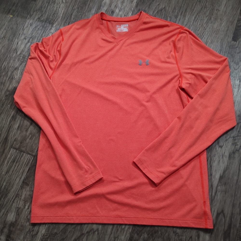UnderArmor Fitted Cold gear Long sleeve Big and tall Men's Orange shirt Size 2XL